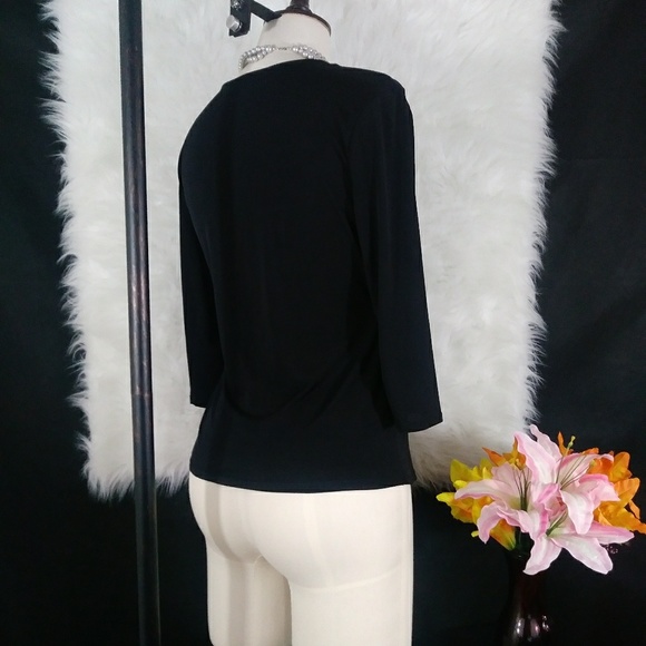 🎈Jennifer Lopez Black Deep V Neck Top Size M - Picture 2 of 5